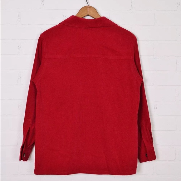 Talbots Red Faux Suede Stretch Lightweight Button Up Shirt Jacket Top PP PS P S - Picture 3 of 4